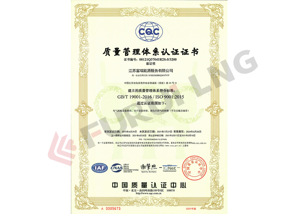 CQC Quality Management System Certificate